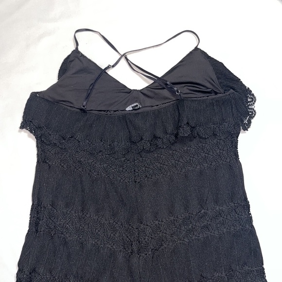 GUESS Romper Vita Mixed Lace Ruffled Overlay Romper Black LARGE - Picture 5 of 10